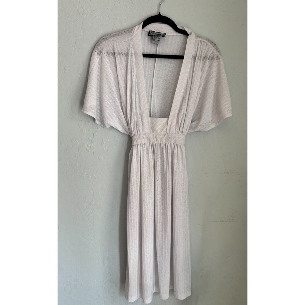 Porto cruz Sheer Knit Maxi Cover Up Dress Tie Waist Resort Beach Boho 0048